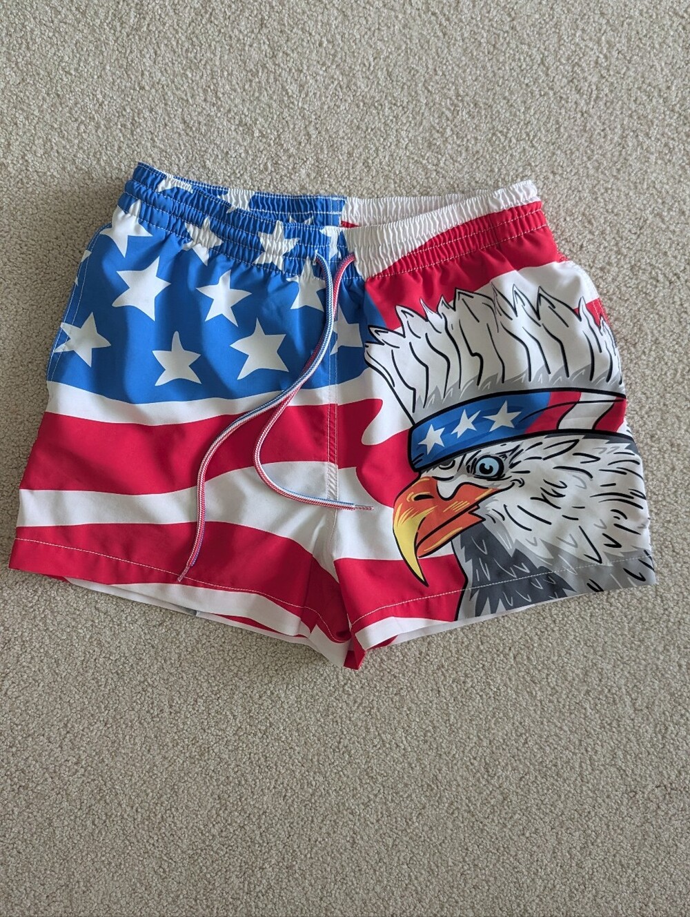 Chubbies Men's The Eagle Scouts Lined Swim Trunks 4" Inseam American Flag Sz S